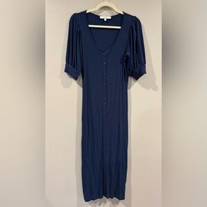 **EUC Joie Navy Blue Puff Sleeves Maxi Dress**